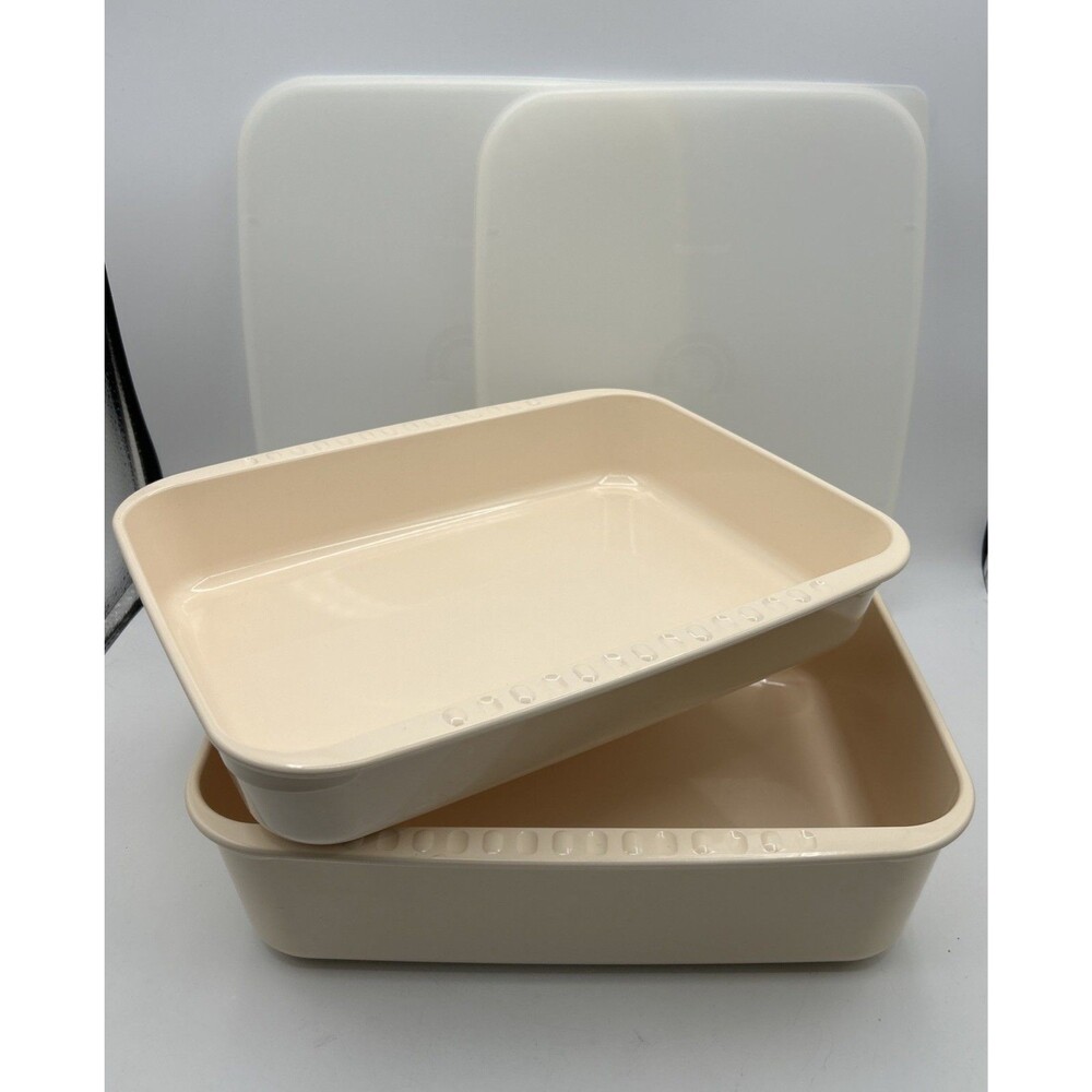 VTG Tupperware Tupperwave Cookware System 4 pc Set Rectangle Casserole Microwave
